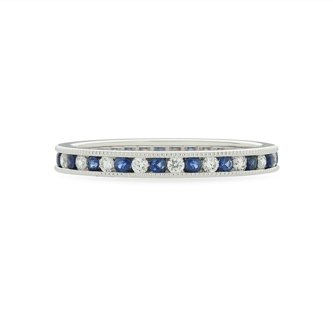 Fink's Platinum Sapphire and Diamond Milgrain Eternity Band
